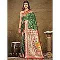 Paithani Zari Work Mor Motif Tassel Silk Saree With Blouse