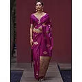 Traditional Wear Pure Satin Zari Weaving Silk Saree With Contrast Paisley Border