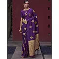 Traditional Wear Pure Satin Zari Weaving Silk Saree With Contrast Paisley Border