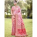 Festive Wear Silk Saree For Women with Floral Motifs and Tassels on Pallu