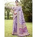 Festive Wear Silk Saree For Women with Floral Motifs and Tassels on Pallu