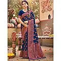 Traditional Motifs Banarasi Silk Saree With Blouse And Tassels Pallu