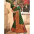 Traditional Motifs Banarasi Silk Saree With Blouse And Tassels Pallu