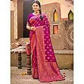 Traditional Motifs Banarasi Silk Saree With Blouse And Tassels Pallu
