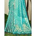 Beautiful Leaf-Patterned Cotton Saree With Tassels And Blouse