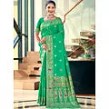 Ethnic Motifs Woven Design Silk Saree with Paisley Pallu and Tassels