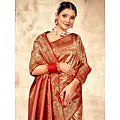 All Over Floral Design Banarasi Silk Saree with Peacock Motifs