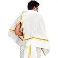 Bright-White Pure Cotton Plain Angavastram with Zari Woven Border