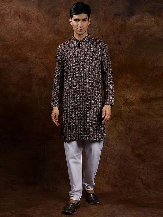 Intricate Heavy Embroidered Wedding Kurta Pajama with Sequins