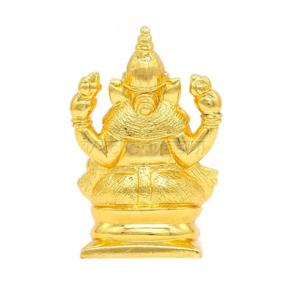 Ganesh Idol in Pure Silver - Gold Polish