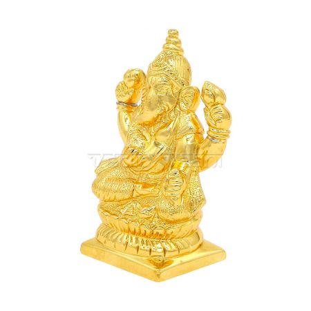 Ganesh Idol in Pure Silver - Gold Polish