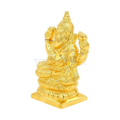 Ganesh Idol in Pure Silver - Gold Polish
