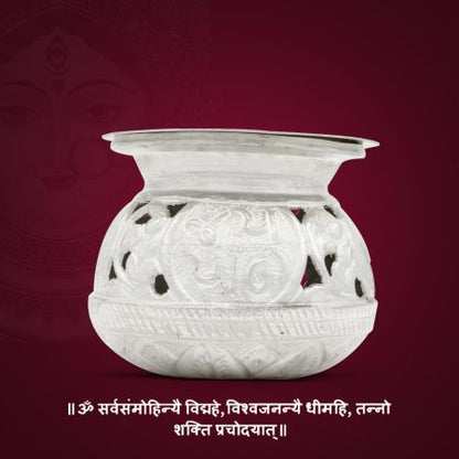 Devi Puja Navratri Festival Garbo Pot in Pure Silver