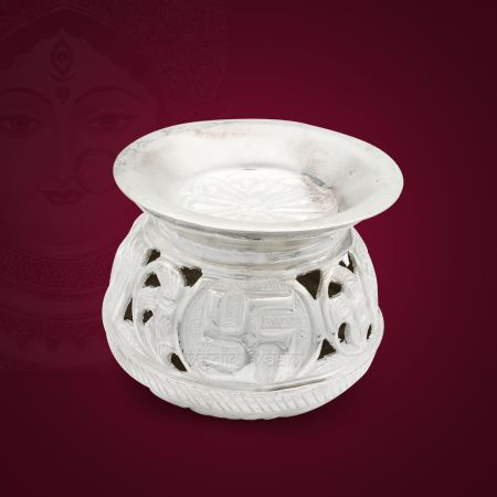 Devi Puja Navratri Festival Garbo Pot in Pure Silver