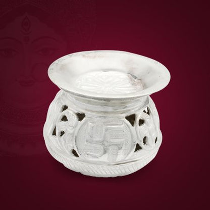 Devi Puja Navratri Festival Garbo Pot in Pure Silver