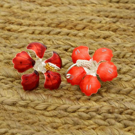Red Flower for Pooja and Rituals in Pure Silver