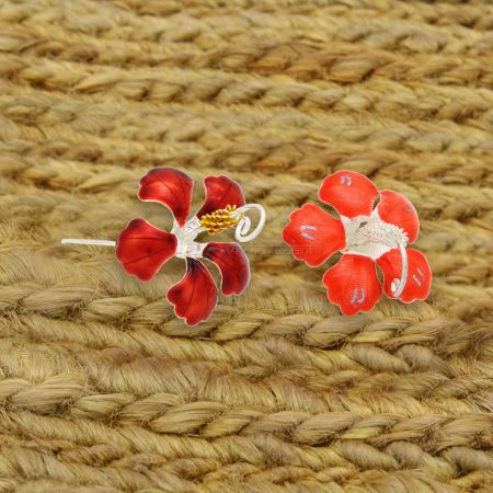 Red Flower for Pooja and Rituals in Pure Silver