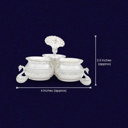 Akshat, Haldi, Kumkum Dibbi/Container in Pure Silver