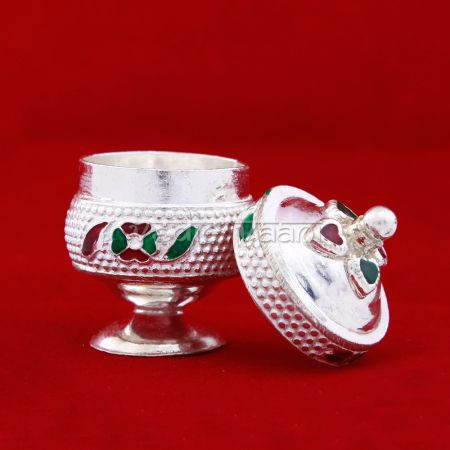 Kumkum Sindoor Container in Pure Silver
