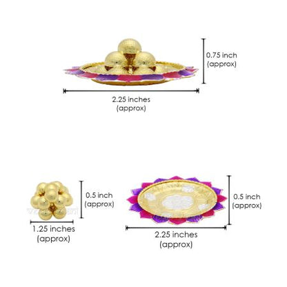 Lord Ganesha Offering Laddu with thali in Pure Silver Gold Polish