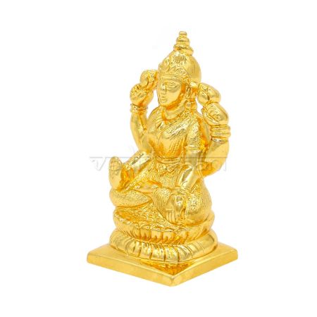 Goddess Lakshmi Idol in Pure Silver - Gold Polish