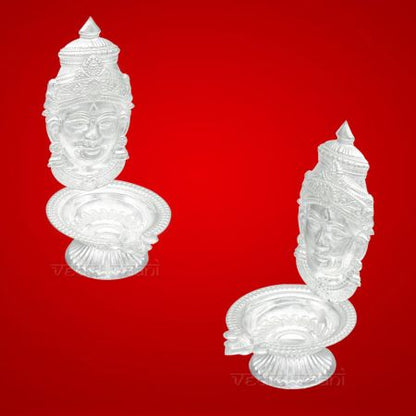 Oil Lamp / Jyot with Lakshmi Face in Silver