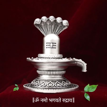 Lord Shiva Banalingam with Snake for Abhishek in Silver