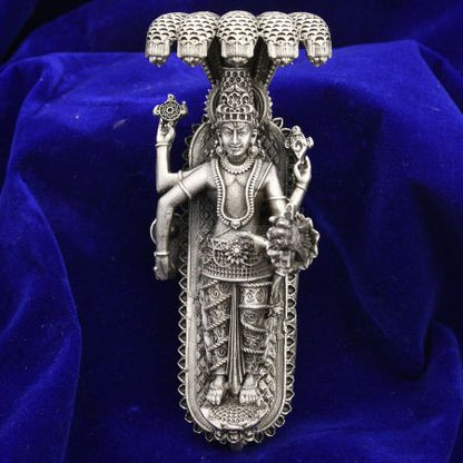Lord Vishnu Idol (Murti) Sleeping Posture in Pure Silver