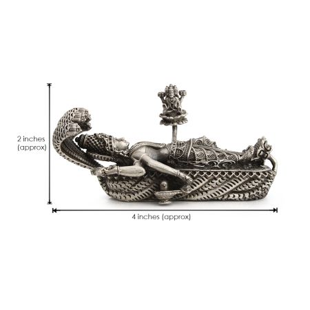 Lord Vishnu Idol (Murti) Sleeping Posture in Pure Silver