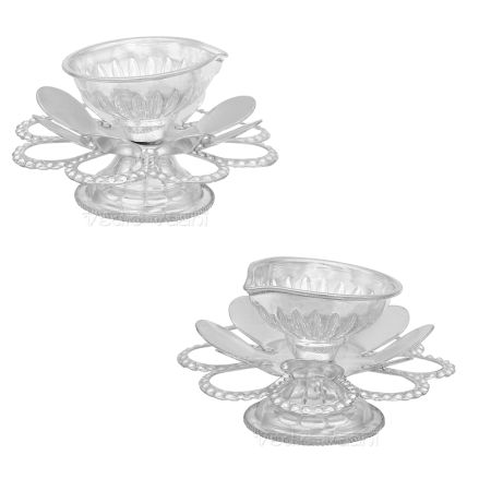 Lotus Diya / Oil Lamp in Silver