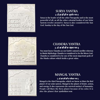 Navgrah Puja Shanti Dosh Nivaran Silver Yantra in Pure Silver - set of 9