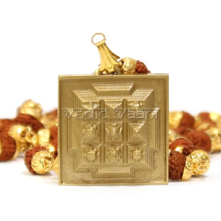 Navgraha Yantra Locket in Rudraksha Mala