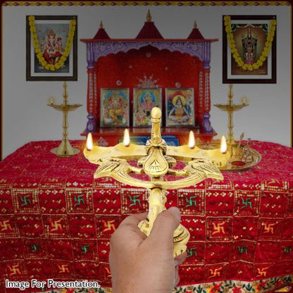 Divinity Mayuresvara Panch Aarti Panchmukhi Puja Heavy brass Diya for Home Temple