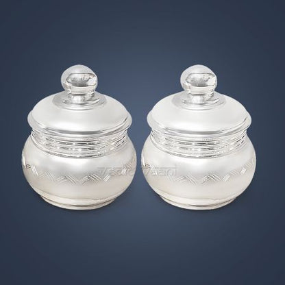 Pooja Room Dibbi (container) in Pure Silver - set of 2