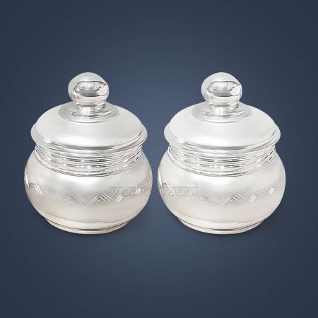 Pooja Room Dibbi (container) in Pure Silver - set of 2