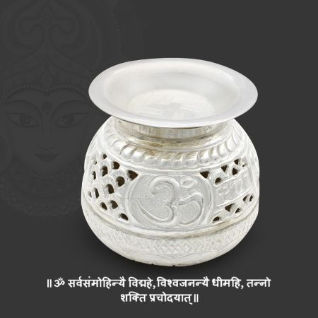Symbolic Navratri Devi Garbo Pot for Devi Pooja in Pure Silver