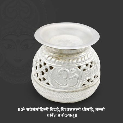Symbolic Navratri Devi Garbo Pot for Devi Pooja in Pure Silver
