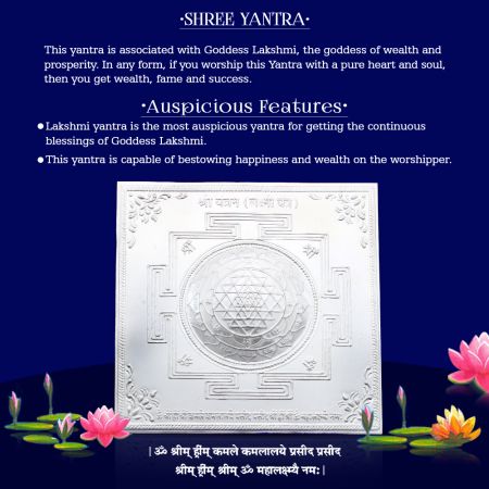 Pure Silver Shree Lakshmi Yantra - 5 inches