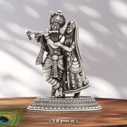 Radharani Krishan Sculpture/Murti in Pure Silver