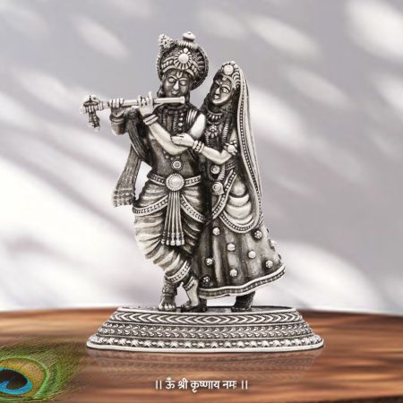 Radharani Krishan Sculpture/Murti in Pure Silver