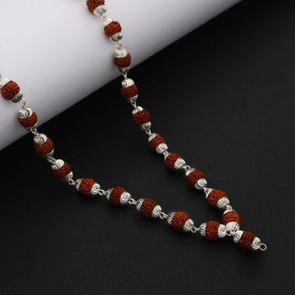 Punchmukhi 54+1 Beads Lord Shiva Rudraksha Japa Roasries in Pure Silver