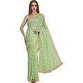 Sari from Punjab with Phulkari Embroidery in Self and Golden Border