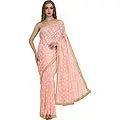 Sari from Punjab with Phulkari Embroidery in Self and Golden Border