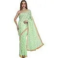 Sari from Punjab with Phulkari Embroidery in Self and Golden Border