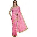 Sari from Punjab with Phulkari Embroidery in Self and Golden Border