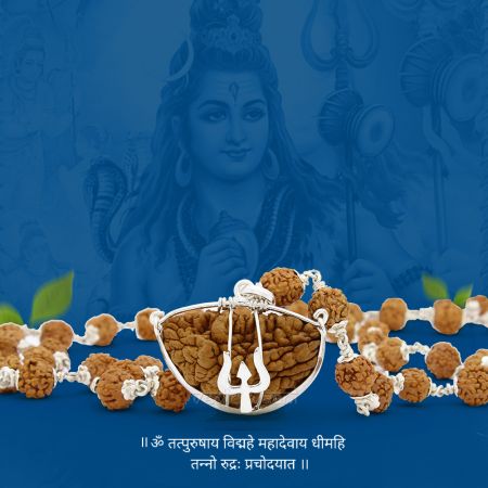 Ek Mukhi Rudraksh with Punchmukhi Mala in Silver