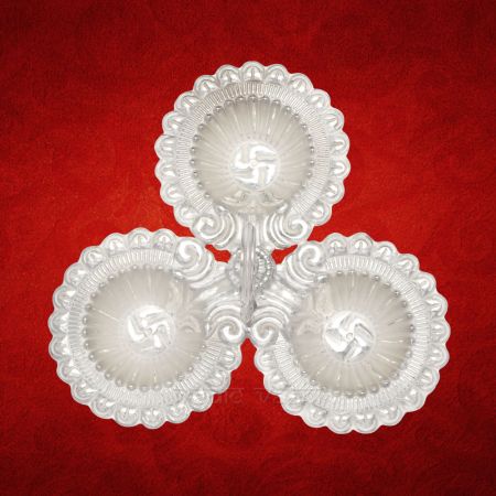 Pure Silver Haldi Kumkum Prasadam Container in Swastik Symbol