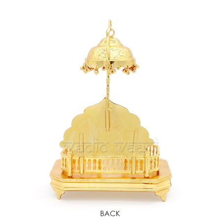 Ganesh Idol on Singhasan in Pure Silver - Gold Polish