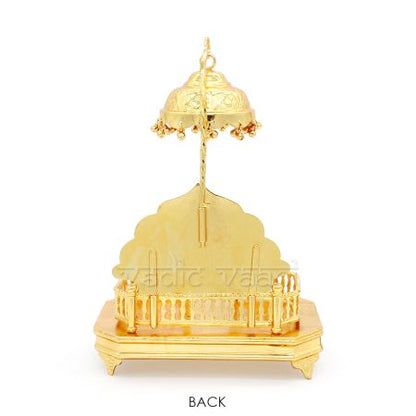 Ganesh Idol on Singhasan in Pure Silver - Gold Polish