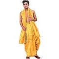 Dhoti and Angavastram set with Golden Woven Paisley on Border